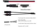 Solar Panel Connectors 10AWG Compatible with MC-4 Solar Connecter to SAE Adapter PV Extension Cable Wire for RV Caravan Solar Panels Battery Charger kit with Two SAE to SAE Polarity Reverse Adapters - Front View