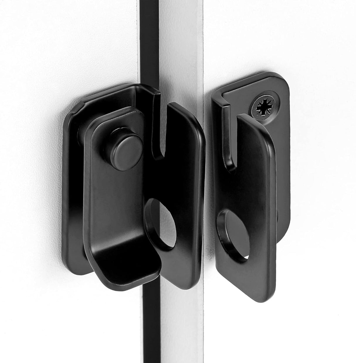 2 Packs Flip Latches，1.81” x 1.77”Black Stainless Steel Thickened Heavy Duty Hasp barn gate flip Door Latch Bi-fold Door Lock,Sliding Door Antique Lock Wine Cabinet Closet Door Latches  Small_Black_2