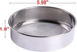 6 Inch Small Tamis, 18/8 60 Mini Fine Mesh Flour Sieve Flour Sifter Round Stainless Steel Flour Sieve - Front View