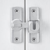 Silvery Barn Door Latches,90/180 Degree Gate Lock,Aluminum Alloy Right Angle Door Lock Latch,Flip Gate Latches Hardware,Door Security Sliding Door Latch Lock fo Cabinets,Barn Door,Bathroom  Silvery - Side View