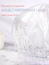 Luxury Shower Cap Reusable Waterproof for Women Sequin Lined Hair Cap for Shower Plastic Cap for Long Hair Large Double Layer Bath Cap Travel Essential & Cleaning Supplies