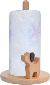 Dog Style Paper Towel Holder, 6 x 10 Inch Wood Paper Towel Holder, Wooden Paper Towel Holder Countertop Vertical Tissue Holder Rack, Kitchen Paper Towel Holders for Tear Paper Towel Roll