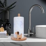 Dog Style Paper Towel Holder, 6 x 10 Inch Wood Paper Towel Holder, Wooden Paper Towel Holder Countertop Vertical Tissue Holder Rack, Kitchen Paper Towel Holders for Tear Paper Towel Roll - Side View