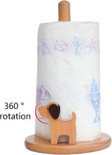 Dog Style Paper Towel Holder, 6 x 10 Inch Wood Paper Towel Holder, Wooden Paper Towel Holder Countertop Vertical Tissue Holder Rack, Kitchen Paper Towel Holders for Tear Paper Towel Roll - Top-Down View