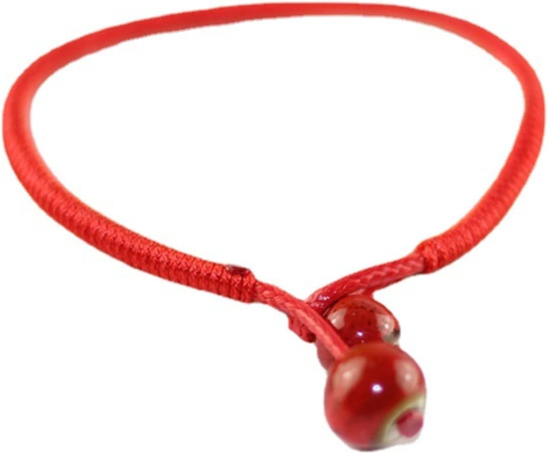 Men Women Lucky Ceramic Bead Red String Bracelet Hand Braided Bangle Durable and Useful