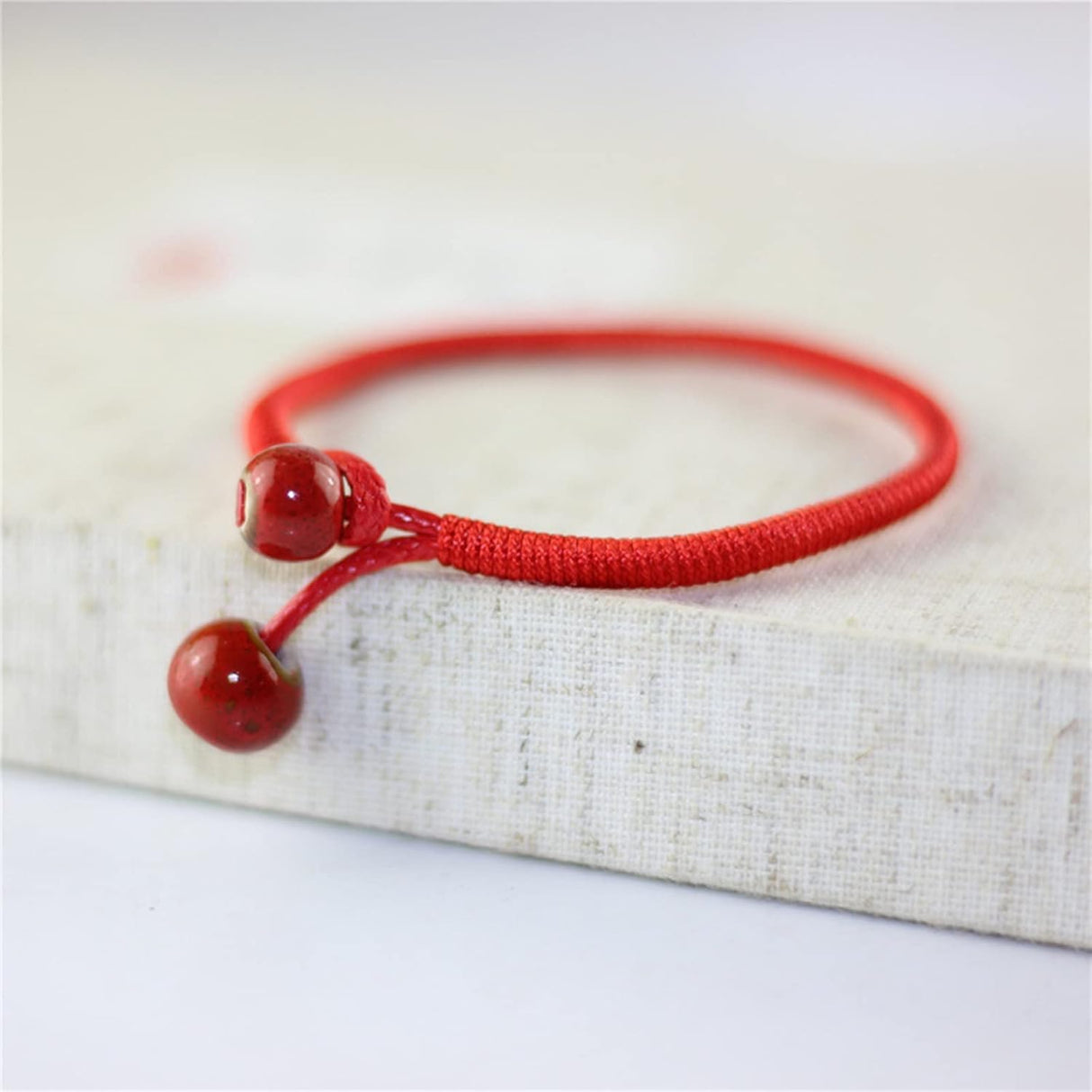 Men Women Lucky Ceramic Bead Red String Bracelet Hand Braided Bangle Durable and Useful