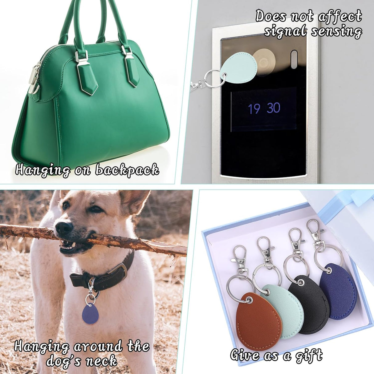 Key Fob Holder Leather, 8pcs Drop Shaped Keychain Holder with Metal Rings, Colorful PU keyring for Keys ID Key Cards