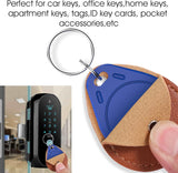 Key Fob Holder Leather, 8pcs Drop Shaped Keychain Holder with Metal Rings, Colorful PU keyring for Keys ID Key Cards - Top-Down View