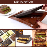 3 PCS Silicone Chocolate Bar Molds with 1 spatula,3/4 Inch Thick Non-Stick Chocolate Mold，Large Deep Cavity Chocolat Silicone Mold for Stuffed Chocolate Bars Knafeh Pistachio Chocolat - Side View