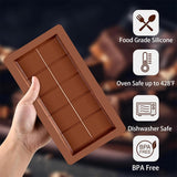 3 PCS Silicone Chocolate Bar Molds with 1 spatula,3/4 Inch Thick Non-Stick Chocolate Mold，Large Deep Cavity Chocolat Silicone Mold for Stuffed Chocolate Bars Knafeh Pistachio Chocolat - Top-Down View