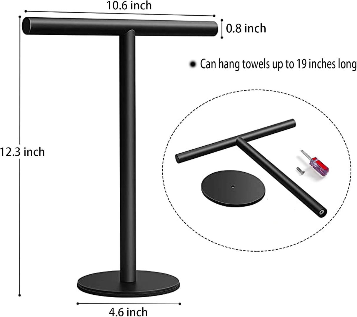 Hand Towel Holder Stand for Bathroom Vanity Countertop Matte Black T-Shape Towel Bar Rack Stand Towel Bar for Bathroom Kitchen  Matte Black    Matte Black