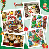 Christmas Silicone Molds, 12 Cavities Christmas Chocolate Mold Deep, 3D Christmas Trees Christmas Stockings Gingerbread Man Silicone Molds for Baking Chocolate Candy Cake Jelly Cookie Green  Green - Side View