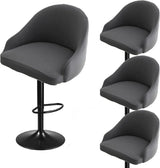 Bar Stool Slipcovers, Swivel Chair Covers with Back, Stretch Counter Bar Stool Covers for Armchair, Kitchen Island Grey 4pcs