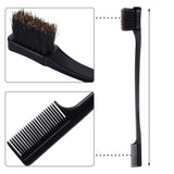 10 Pcs Edge Brush 2-in-1 Double Sided Hair Edges Brushes and Combs Combo Pack, Smooth Grooming and Edge Control (Rose and Black) Rose and Black - Side View