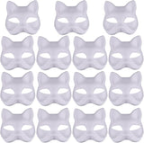 Cat Mask, Cat Mask 15 pcs Half Fox Mask White Therian Mask Diy Paintable Blank Mask for Holloween, Masquerade Party, Cosplay