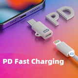 Compatible with iPhone, Lightning to USB-C adapter compatible with e.g. iPhone 15 White - 45-Degree Angle