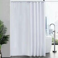 Waterproof Mildew Resistant Shower Curtain, White 200x220cm Fabric Polyester, Compatible with Bathtub or Bathroom, Washable