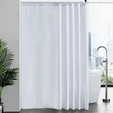 Waterproof Mildew Resistant Shower Curtain, White 200x220cm Fabric Polyester, Compatible with Bathtub or Bathroom, Washable