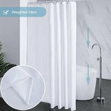 Waterproof Mildew Resistant Shower Curtain, White 200x220cm Fabric Polyester, Compatible with Bathtub or Bathroom, Washable - Top-Down View