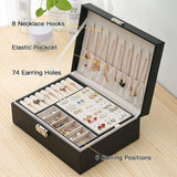 Jewelry Box Jewelry PU Leather Storage Box (Black) - Front View