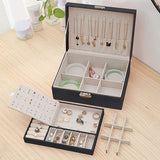 Jewelry Box Jewelry PU Leather Storage Box (Black) - Side View