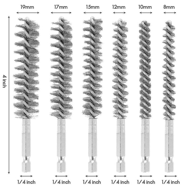 6-Piece Wire Brush Set for Drills, Multiple Sizes for Cleaning, Compatible with Most Brands