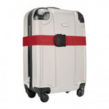 Red Luggage Straps 2-Pack with Metal Luggage Tags Adjustable Suitcase Strap Set - Top-Down View