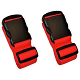 Red Luggage Straps 2-Pack with Metal Luggage Tags Adjustable Suitcase Strap Set