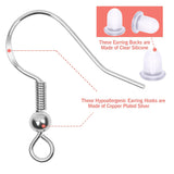 925 Silver Earring Hooks for Jewelry Making, Hypoallergenic Earring Hooks Accessories, 100 Earring Hooks, 150 Ear Plugs, SQBB - Side View