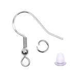 925 Silver Earring Hooks for Jewelry Making, Hypoallergenic Earring Hooks Accessories, 100 Earring Hooks, 150 Ear Plugs, SQBB