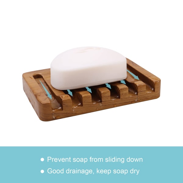 Wooden Soap Dish 2pcs, Soap Holder in Natural Teak, Soap Container for Shower, Bathroom, Kitchen, Bathtub, Razor, Sponges_max