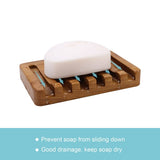 Wooden Soap Dish 2pcs, Soap Holder in Natural Teak, Soap Container for Shower, Bathroom, Kitchen, Bathtub, Razor, Sponges_max - Front View
