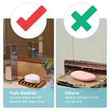 Wooden Soap Dish 2pcs, Soap Holder in Natural Teak, Soap Container for Shower, Bathroom, Kitchen, Bathtub, Razor, Sponges_max - Side View