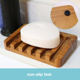 Wooden Soap Dish 2pcs, Soap Holder in Natural Teak, Soap Container for Shower, Bathroom, Kitchen, Bathtub, Razor, Sponges_max