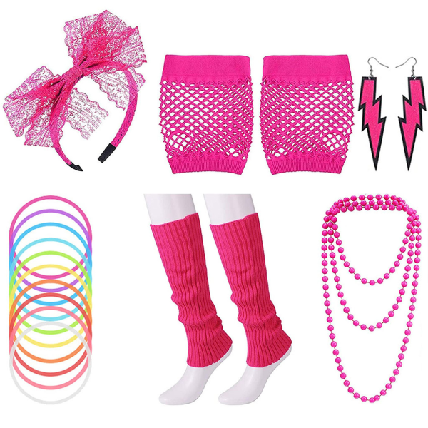 Women's 80s Neon Accessories Dance Hen Party Masquerade Retro Rose Red Rose Red