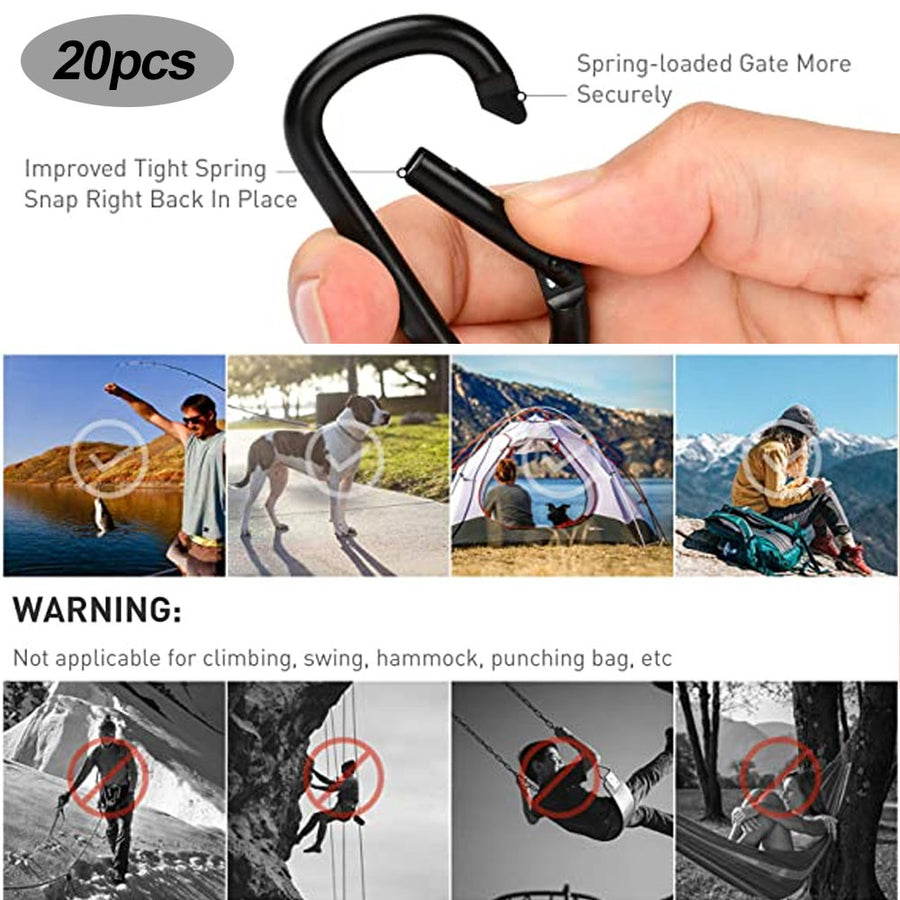 20 pcs Small Carabiners, Multifunctional Aluminum D-ring Clips_max