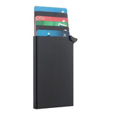 Men's Minimalist Slim Metal RFID Blocking Card Holder Wallet Contactless Card Protector - Side View