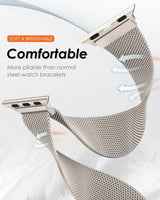Compatible with Apple Watch Band Milanese Loop Series 9 8 7 6 SE 5 3 Ultra 2 Sizes 38mm 40mm 41mm 42mm 44mm 45mm 49mm Black - Top-Down View