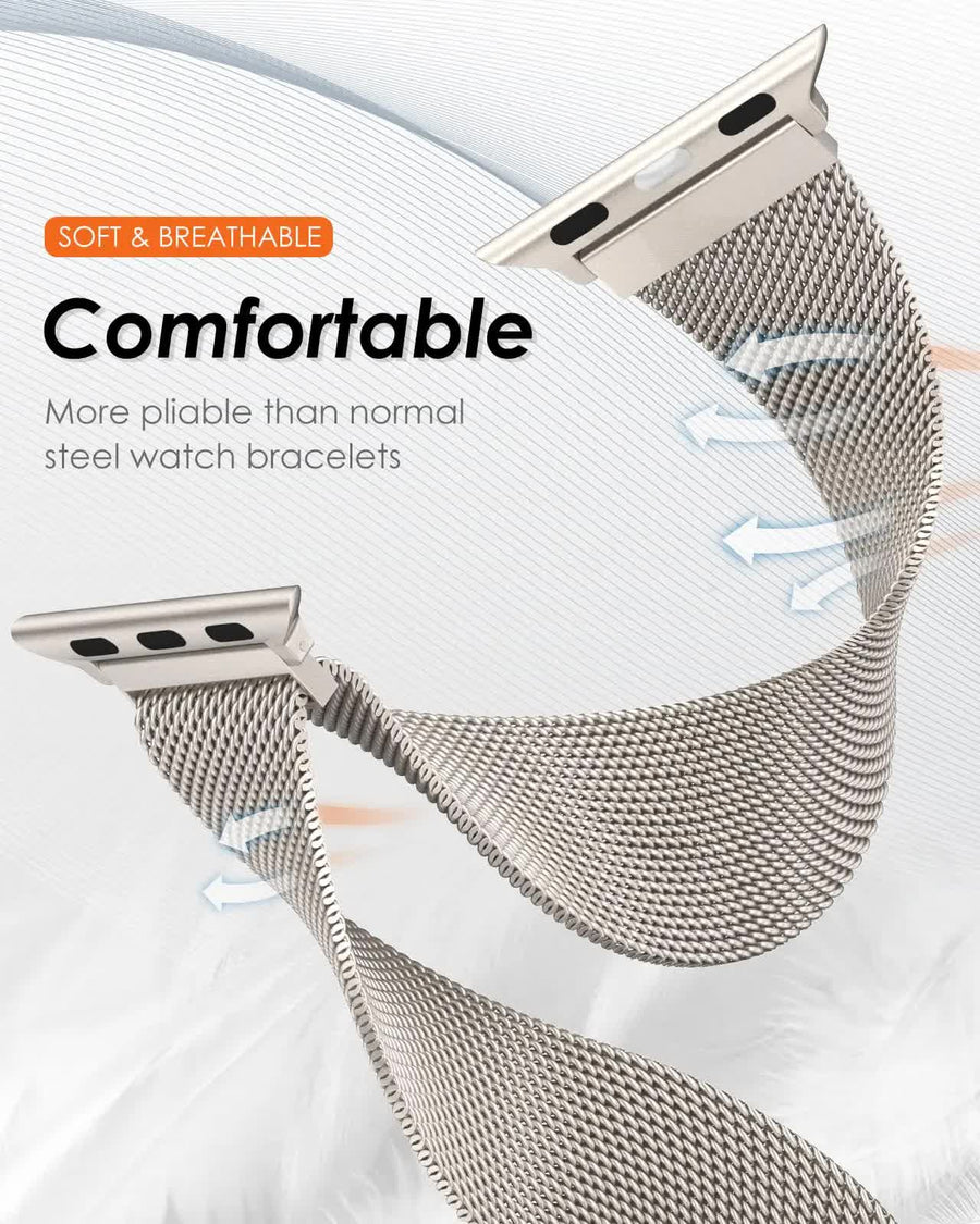 Compatible with Apple Watch Band Milanese Loop Series 9 8 7 6 SE 5 3 Ultra 2 Sizes 38mm 40mm 41mm 42mm 44mm 45mm 49mm Black