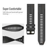 Silicone Strap for Garmin Fenix 7X 7 Pro Solar 6X 6 Sapphire 5 5X Plus 3 3HR Epix Compatible with Garmin QuickFit 22mm 26mm Army Green Watch Band - Side View