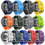 Silicone Strap for Garmin Fenix 7X 7 Pro Solar 6X 6 Sapphire 5 5X Plus 3 3HR Epix Compatible with Garmin QuickFit 22mm 26mm Army Green Watch Band - Close-Up Angle