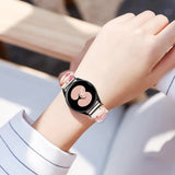 Compatible with Samsung Galaxy Watch Band 40mm 44mm 42mm Classic Scrunchies Bracelet Black Galaxy Watch 4 6 - Side View