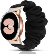 Compatible with Samsung Galaxy Watch Band 40mm 44mm 42mm Classic Scrunchies Bracelet Black Galaxy Watch 4 6 - Top-Down View