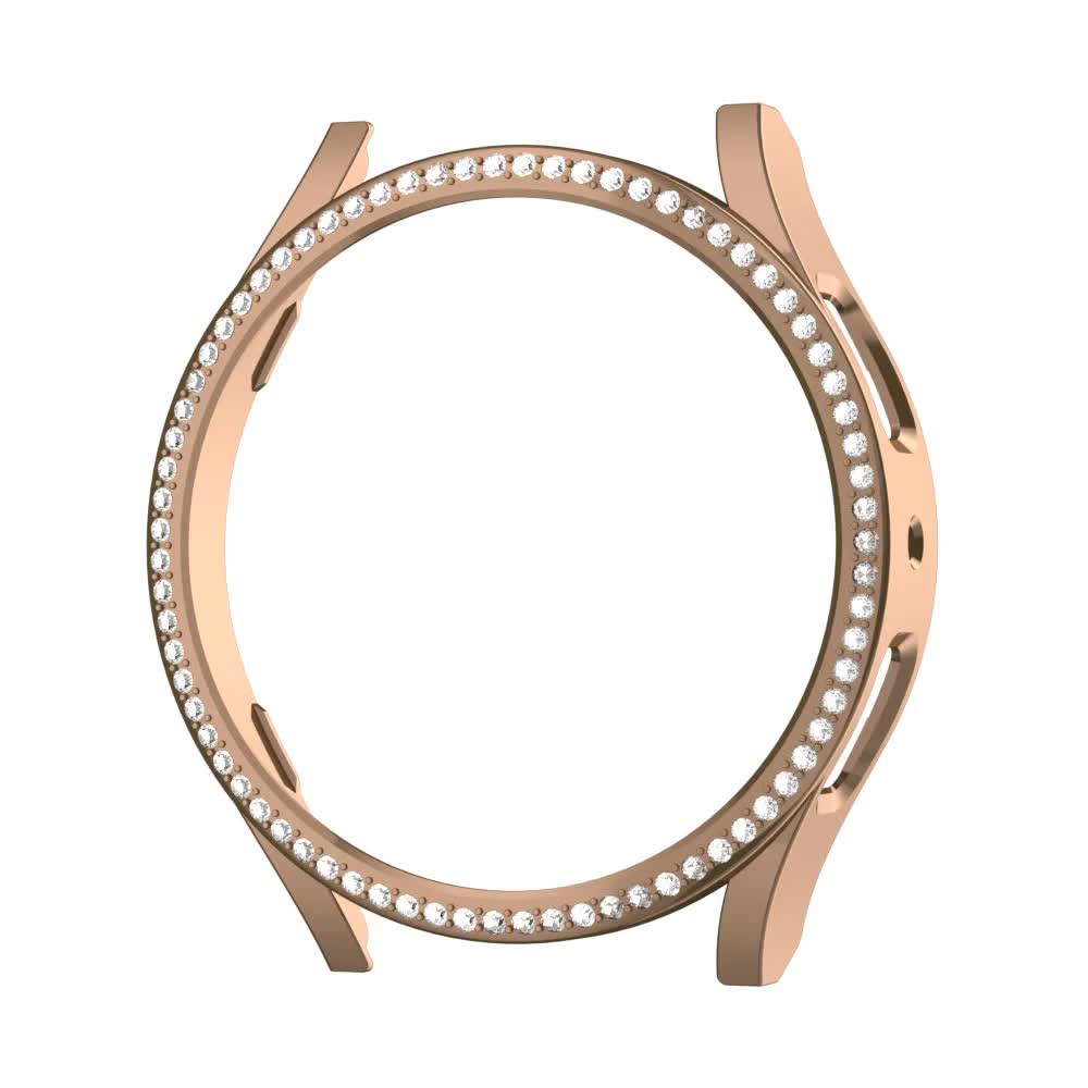 Diamond-Coated Rose Gold Case with PC Single Row Protection Compatible withSamsung Galaxy Watch 6 5 4 40mm