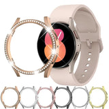 Diamond-Coated Rose Gold Case with PC Single Row Protection Compatible withSamsung Galaxy Watch 6 5 4 40mm - Front View