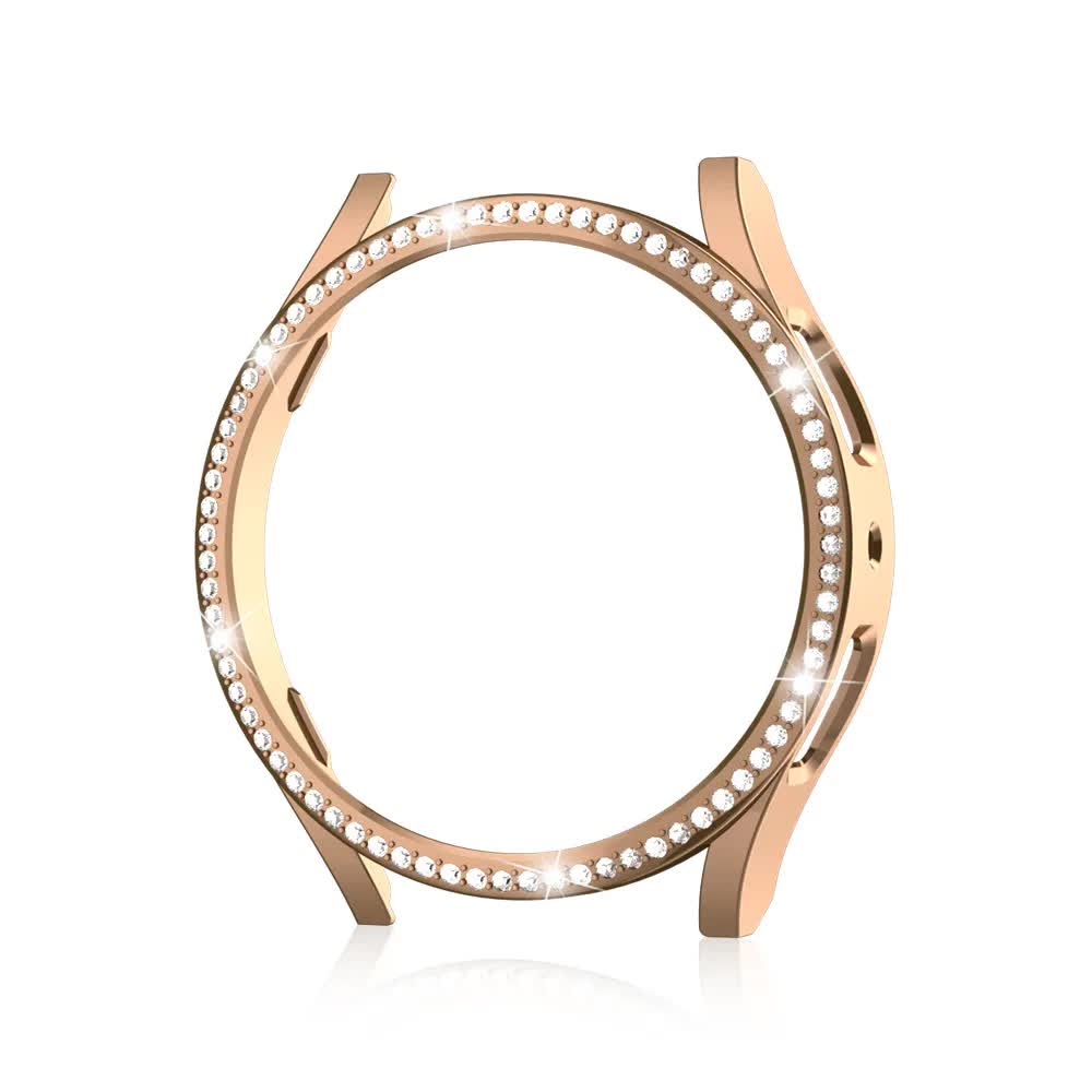 Diamond-Coated Rose Gold Case with PC Single Row Protection Compatible withSamsung Galaxy Watch 6 5 4 40mm