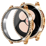 Mesh Loop Stainless Steel Strap Bling Case Gold Set Compatible withSamsung Galaxy Watch 4 5 6 40mm 44mm - Side View