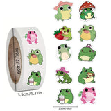500pcs Cartoon Animal Roll Stickers Bee Horse Dog Chicken Frog Unicorn Notebook Stickers Waterproof Self-adhesive Paper with Hefe Frog