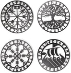 Metallic Viking Wall Art Nordic Compass Decor for Bedroom Living Room