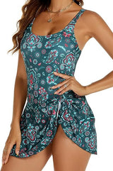 Swimsuit Dress for Women Dark Green Size M - Front View